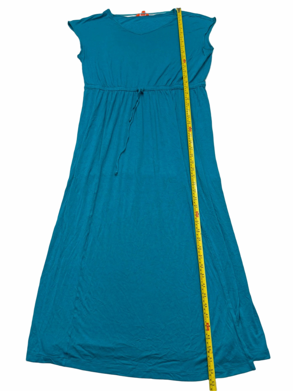 Joe Fresh Teal Drawstring Waist Maxi Dress Slit Leg Woman Lady XL - Picture 10 of 13